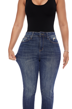 Women High Waisted  Stretch Slit Bootcut Jeans JB88290-R