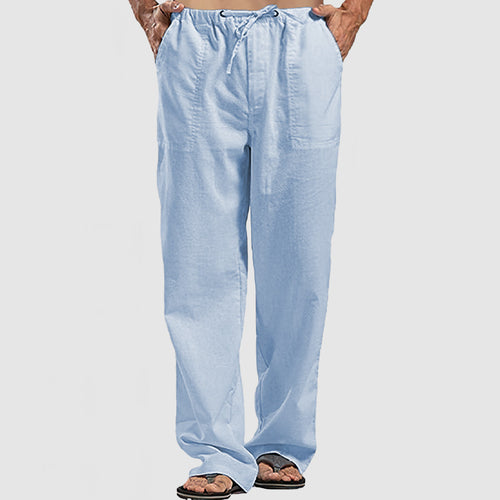 Men's Linen Breathable Lace-Up Beach Pants