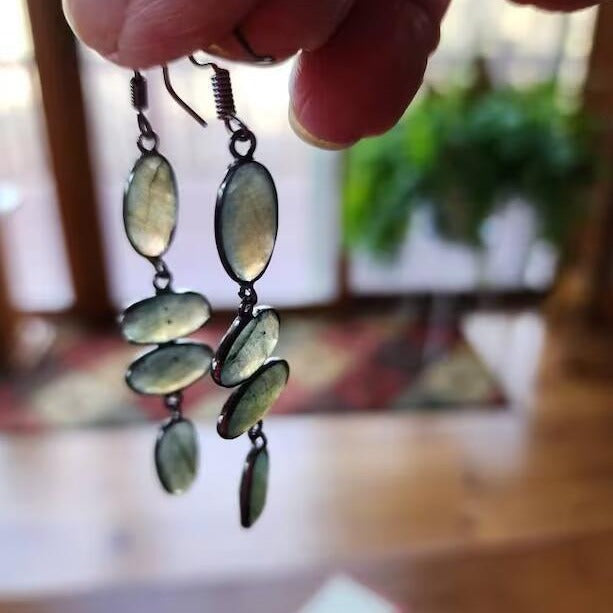 Vintage Long Colored Stone Earrings