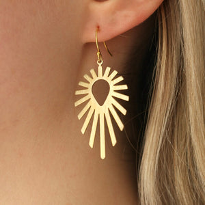 Gold Sun Hanging Earrings Copper Earrings