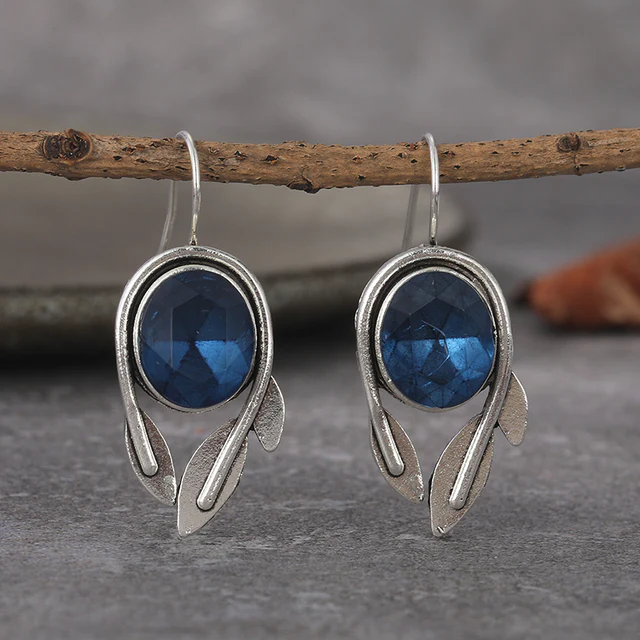 Vintage Blue Crystal Earrings