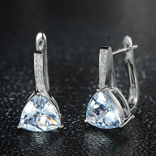 Blue Water Drop Zircon Earrings