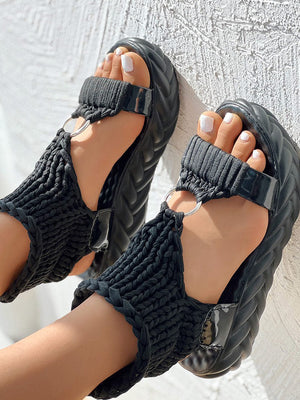 Braided Knit O-Ring Platform Sandals