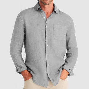 Gentleman Simple Temperament Cotton Linen Shirt