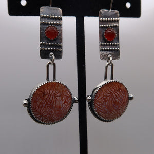 Vintage Round Ruby Hanging Earrings