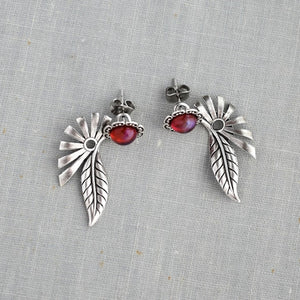 Retro Creative Leaf Ruby Earrings