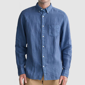 Men's Basic Casual Cotton Linen Pocket Shirt