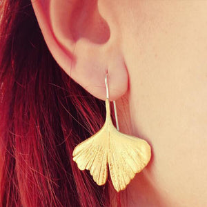 Ginkgo Leaf Ear Hook Earrings