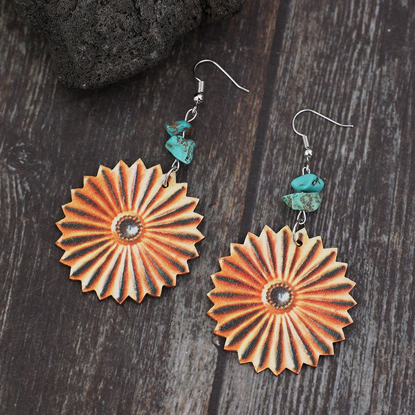 Flower splicing turquoise earrings