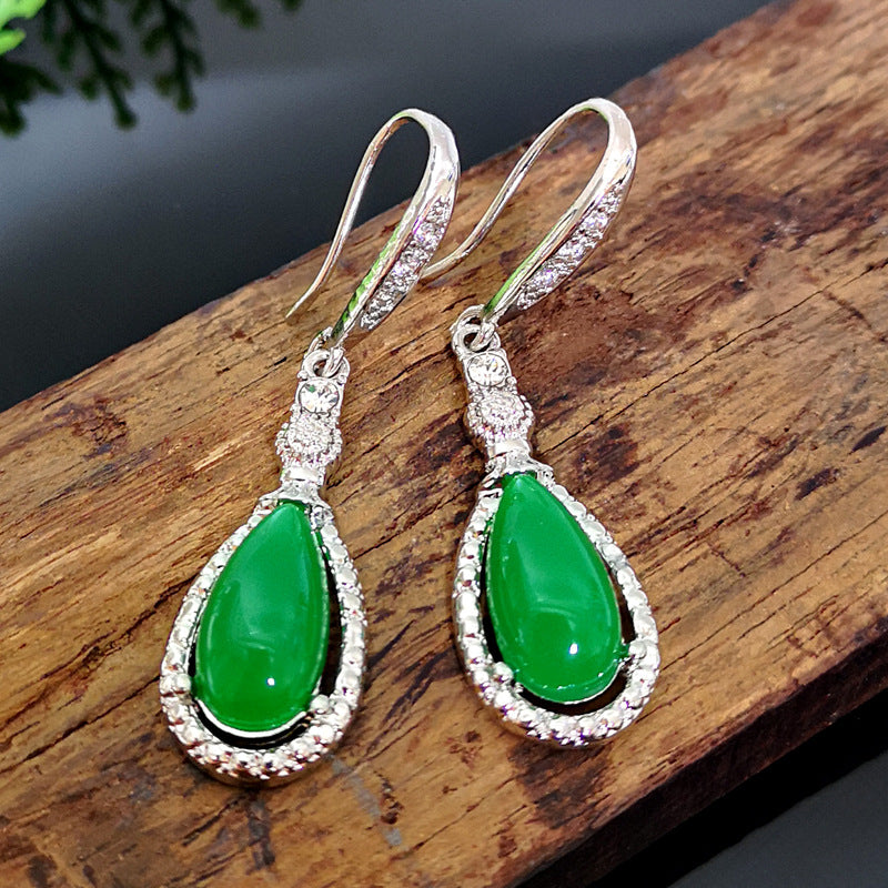 Natural Jadeite Green  Earrings