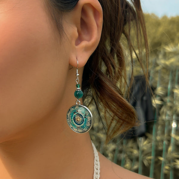 Ethnic Style Dream Catcher Net Long Pendant Earrings