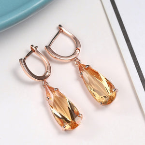 Champagne colored large water drop earrings