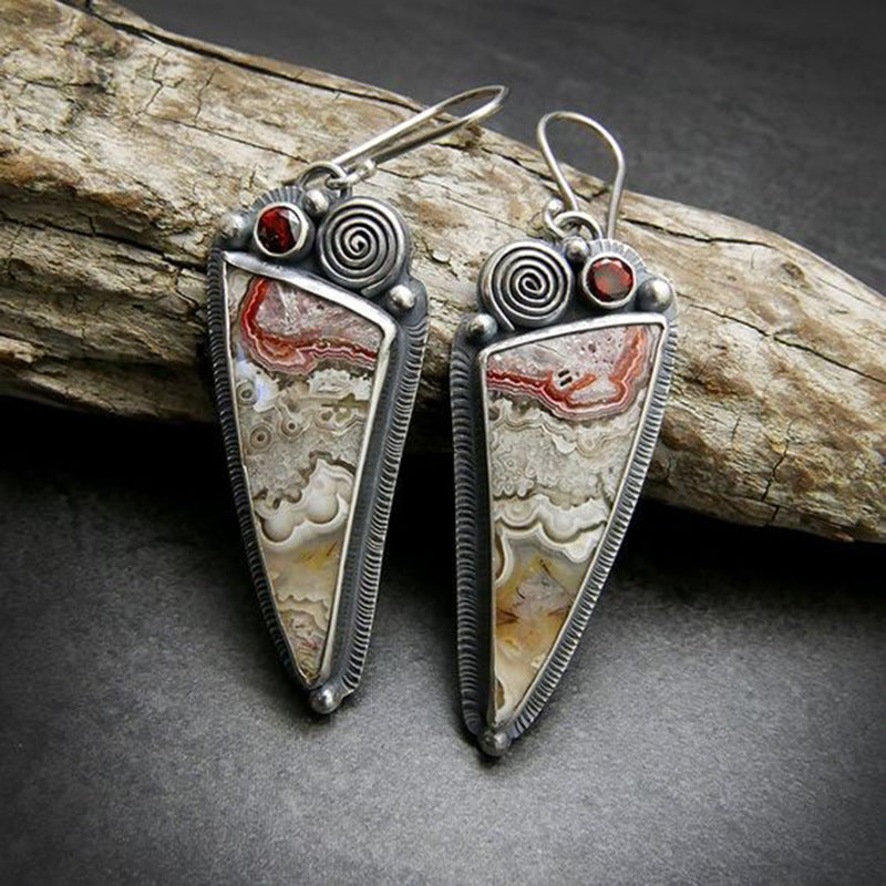 Geometric Triangle Rock Pattern Earrings