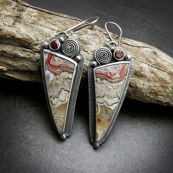 Geometric Triangle Rock Pattern Earrings