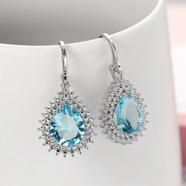 Sea Blue Zircon Earrings