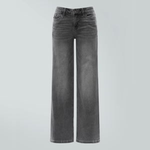 SHAPUM Women's Mid Rise Relaxed Fit Wide Leg Stretch Cuffed Jeans Women's Basic Comfortable Jeans