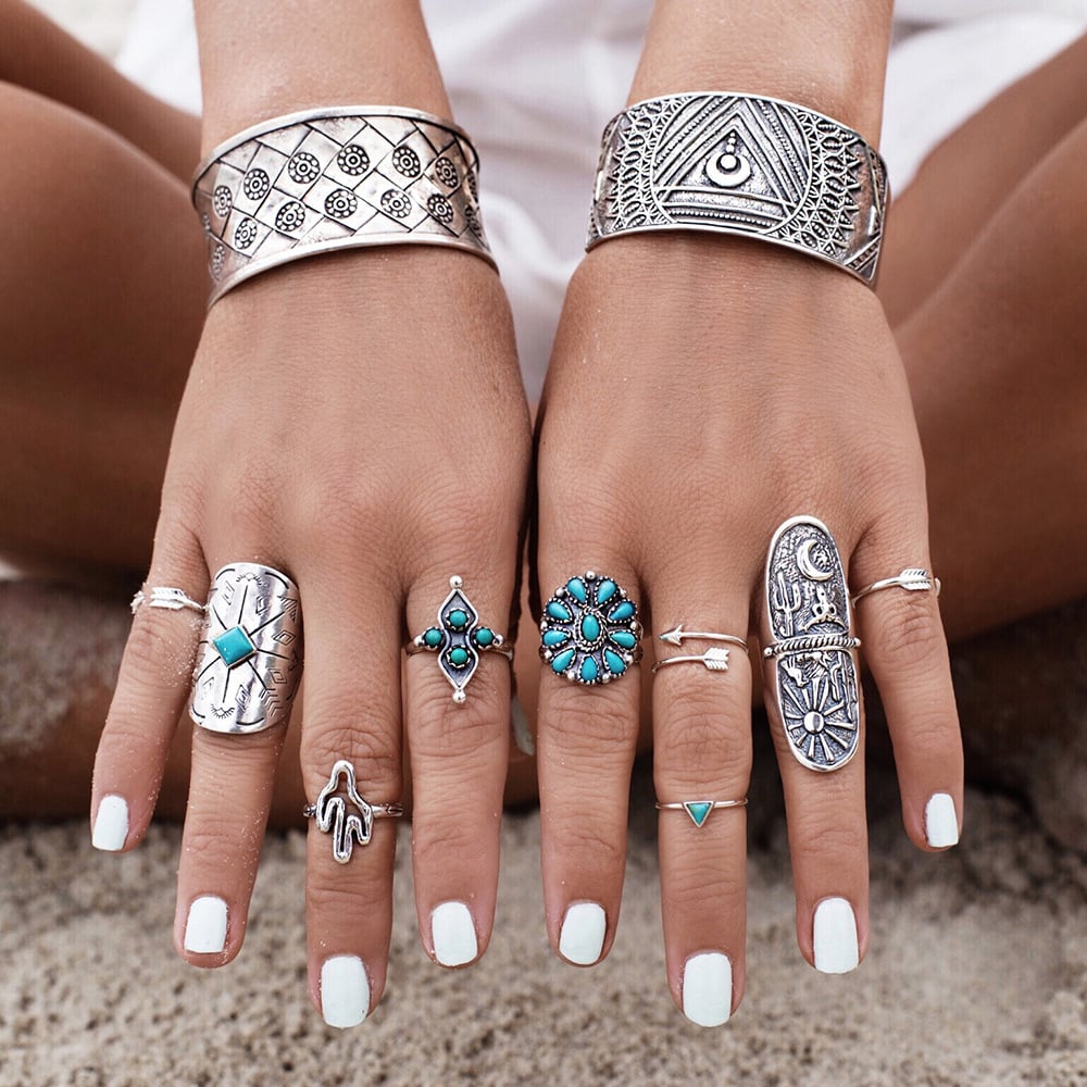 9-Piece Bohemian Ring Set