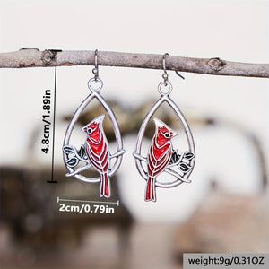 Red Bird Pendant Earrings