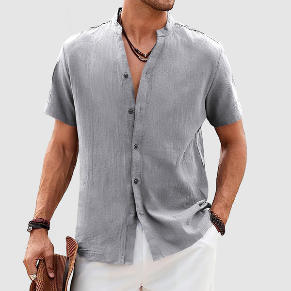 Men's Casual Daily Cotton Linen Short Sleeve Shirt