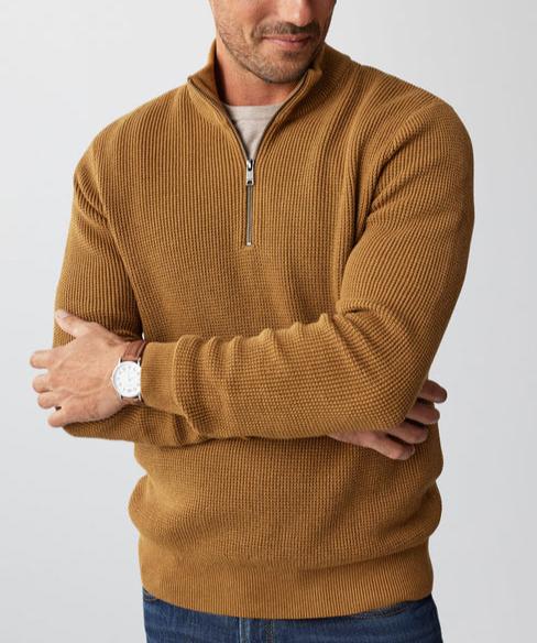 Gentleman's Waffle Half-Zip Knit Sweater