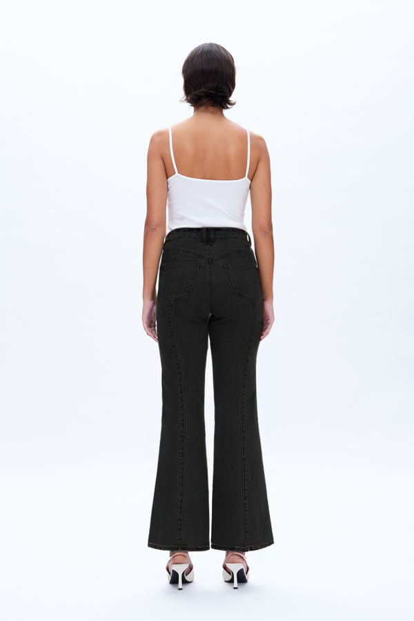High Rise Relaxed Flare with Front Cargo Pockets