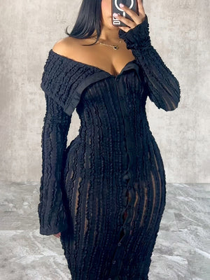 Off Shoulder Mesh Dress