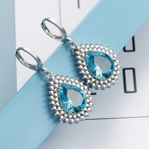 Sea Blue Zircon Earrings