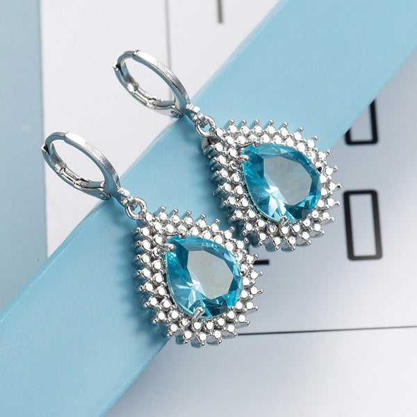 Sea Blue Zircon Earrings