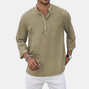 Men's loose shirt shirt cotton linen shirt