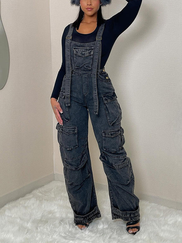 Denim Cargo Pocket Overall