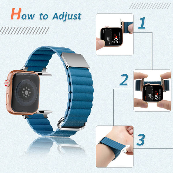 Men's Genuine Leather Magnetic Reverse Buckle Loop Strap