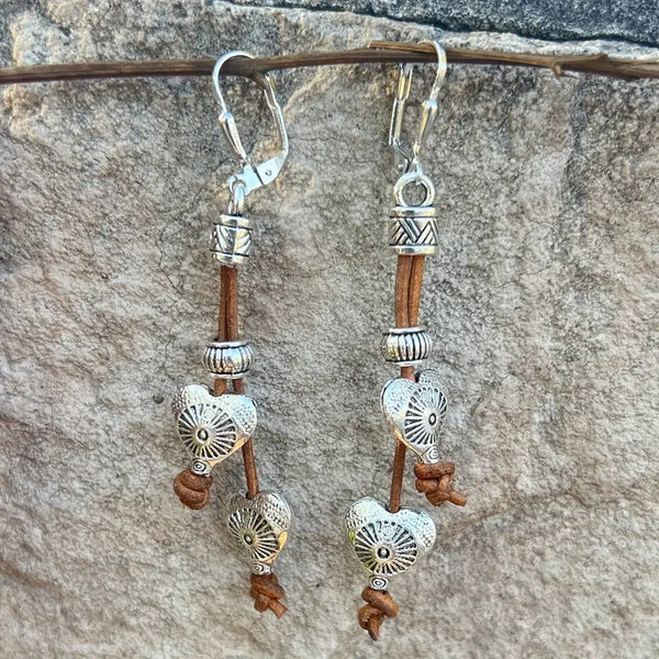 Love Leather Rope  Earrings