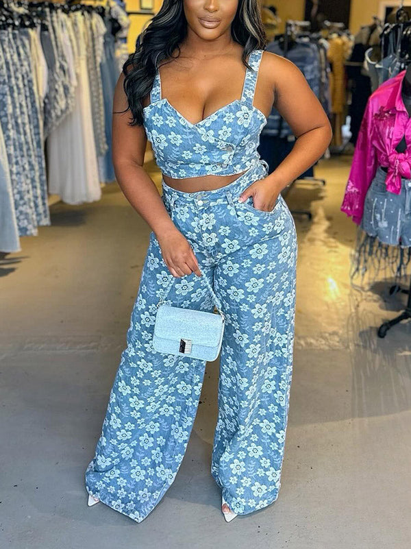 Floral Denim Set