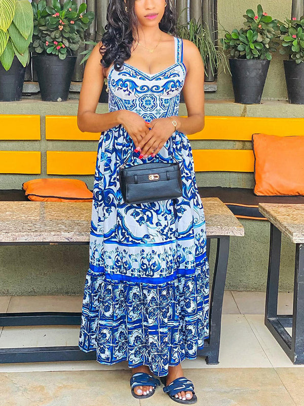 Printed Sleeveless Maxi Dress