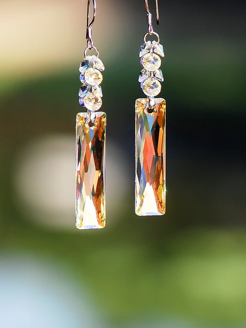 Square crystal earrings