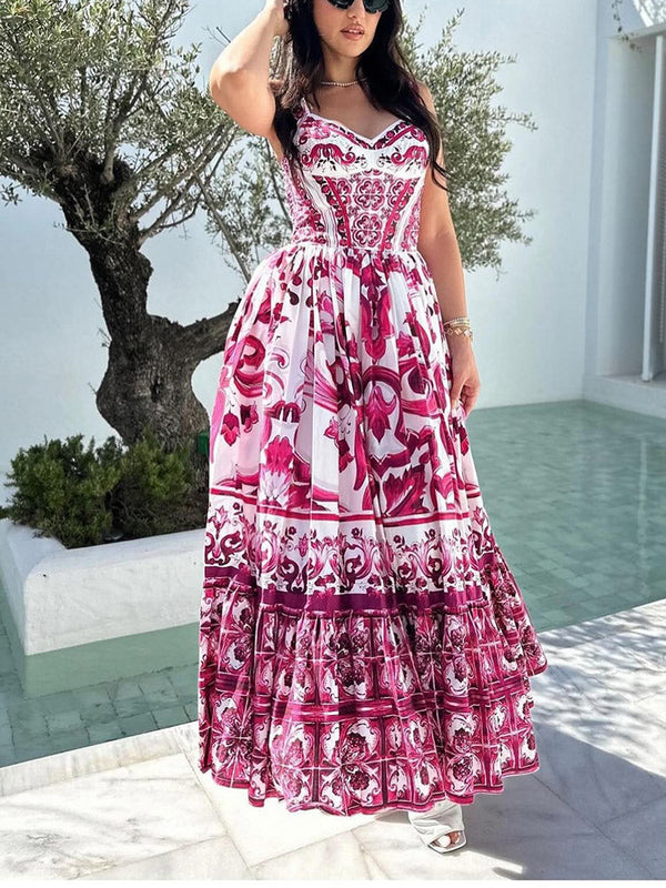 Printed Sleeveless Maxi Dress