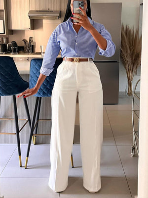 Solid Wide Leg Pants