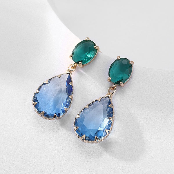 Water Drop Green Blue Earrings