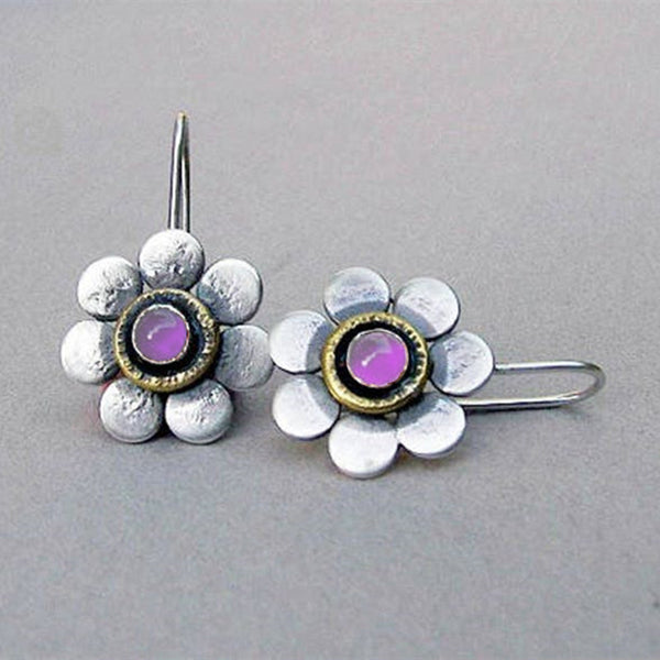 Retro Multi Color Flower Earrings