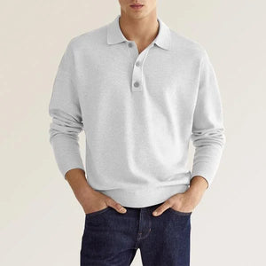 Men's fall long sleeve V-neck button casual top