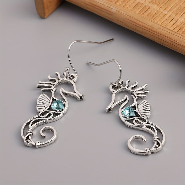 Vintage Seahorse Sapphire Earrings