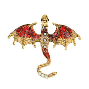 Retro Colored Glazed Dragon Mouth Brooch