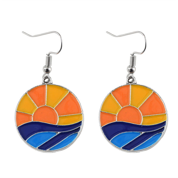 Sunset Ocean Round Earrings