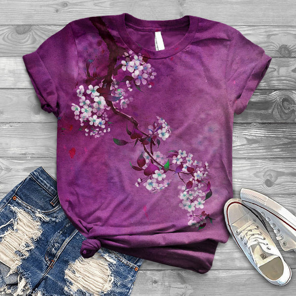 Japanese Antique Pear Blossom Ink Painting Print T-shirt