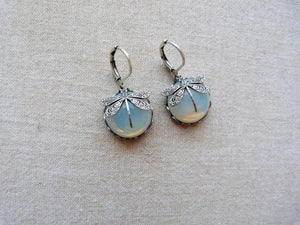 Spherical Dragonfly Earrings in Antique Gold