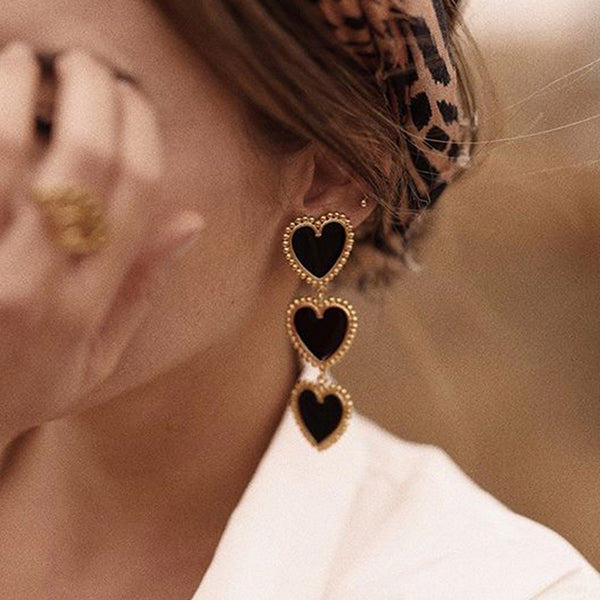 Oil Dripping  Heart Earrings