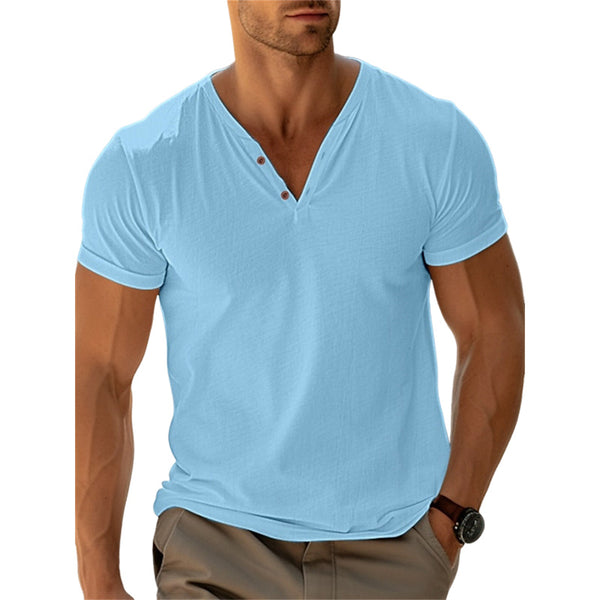 Mens Summer Casual Beach Solid Color T Shirt