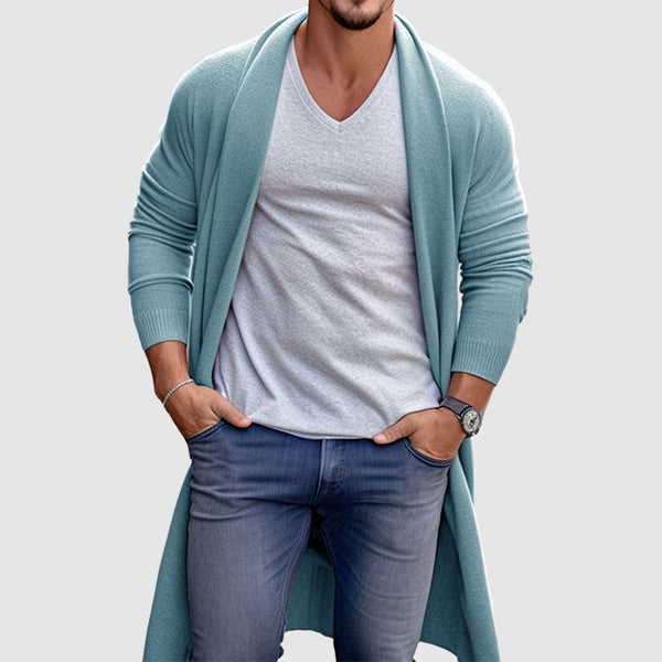 Men's knitted long cardigan