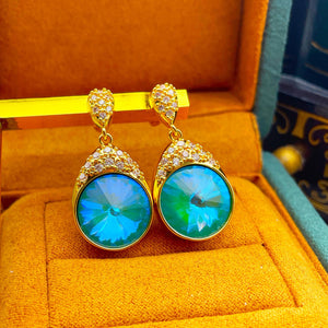 Zircon crystal water drop earrings