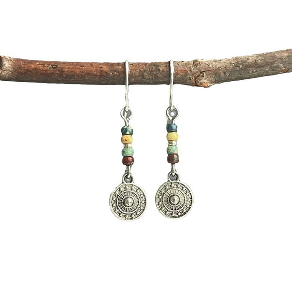 Round Beaded Pendant Earrings